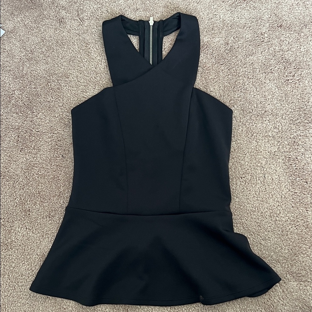Express Black peplum Criss Cross Halter Top